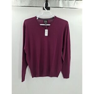 Jos A Bank Signature Collection 100% Wool Mens Large Berry V Neck